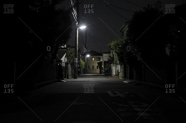 Alley At Night In Kanagawa Prefecture Japan Stock Photo Offset