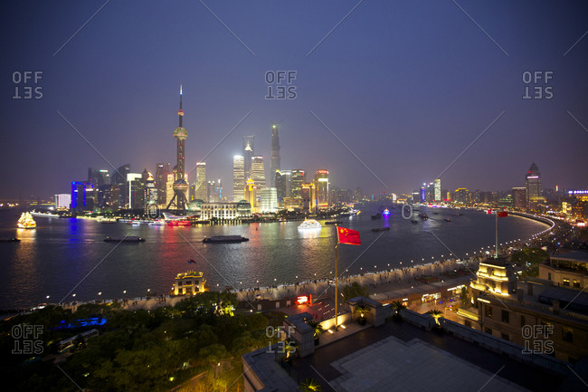 Twilight skyline and Huangpu River
