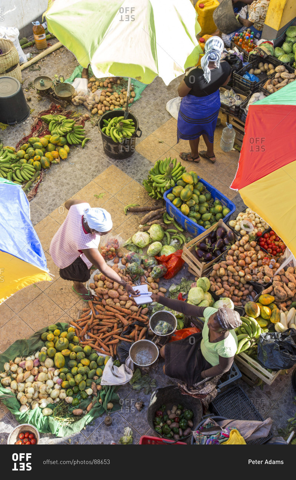 Top view of African market, Assomada, Santiago Island, Cape Verde