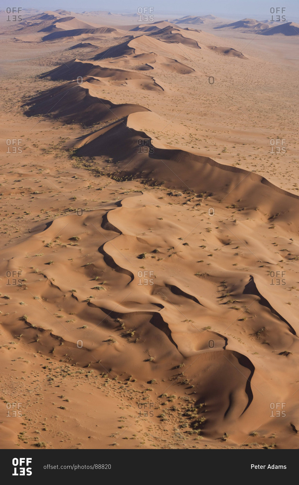 Aerial view over sand dunes, Namib Desert, Namibia