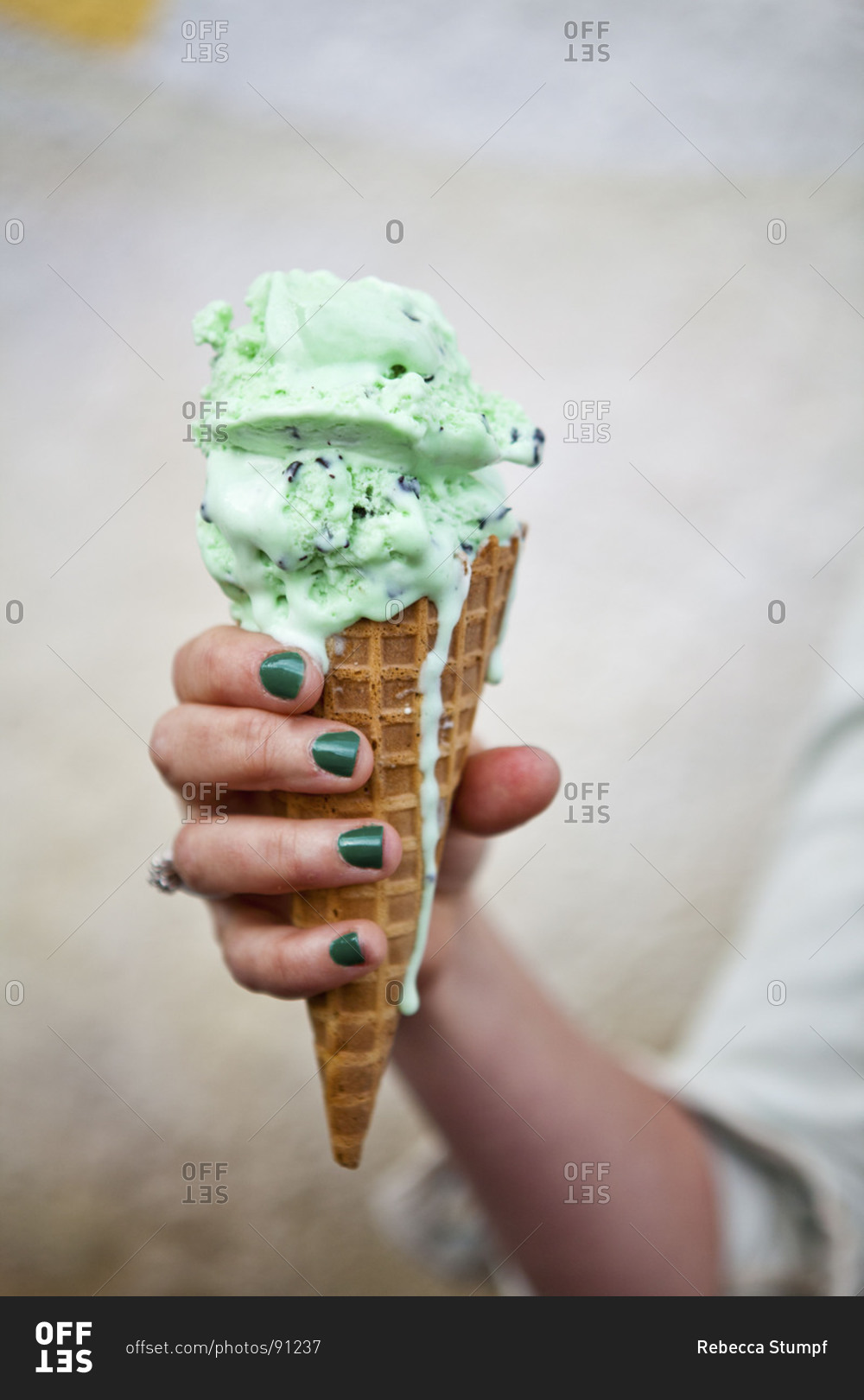 mint chocolate chip ice cream cone