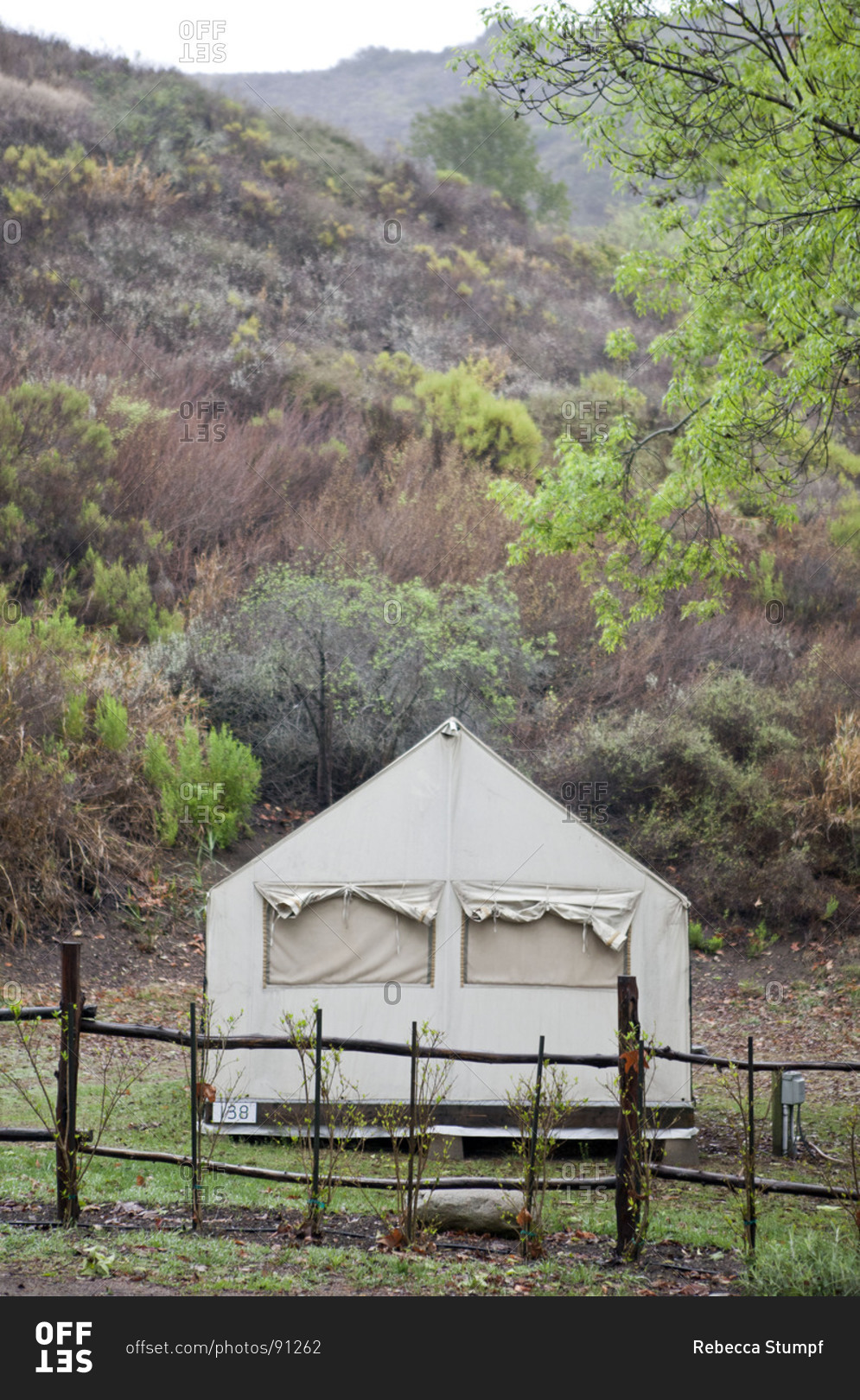 Canvas tent at a campsite