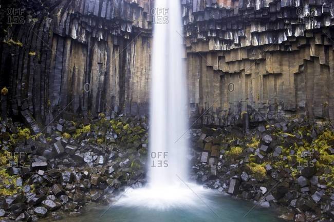 Svartifoss waterfall in the Skaftafell National Park, Iceland, Polar Regions
