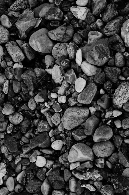 Top view of pebbles on the ground