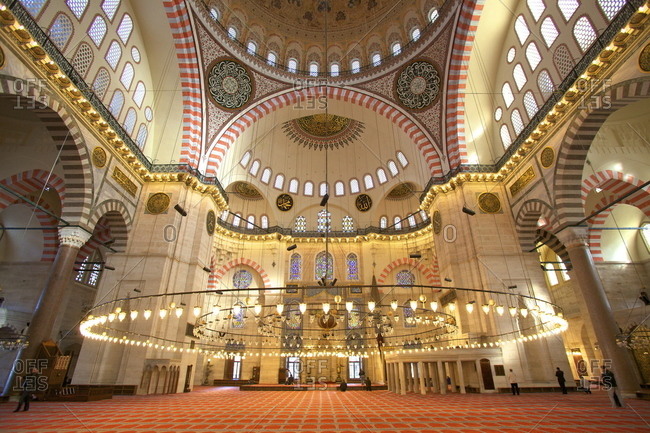 Interior Of Suleymaniye Mosque Unesco World Heritage Site
