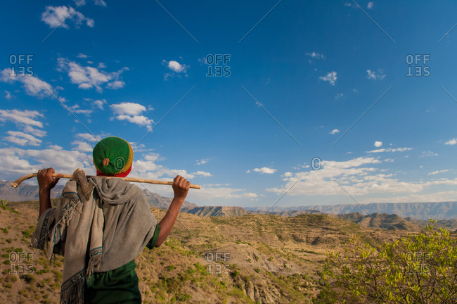 A cattle herder in the hills near Lalibela, Ethiopia