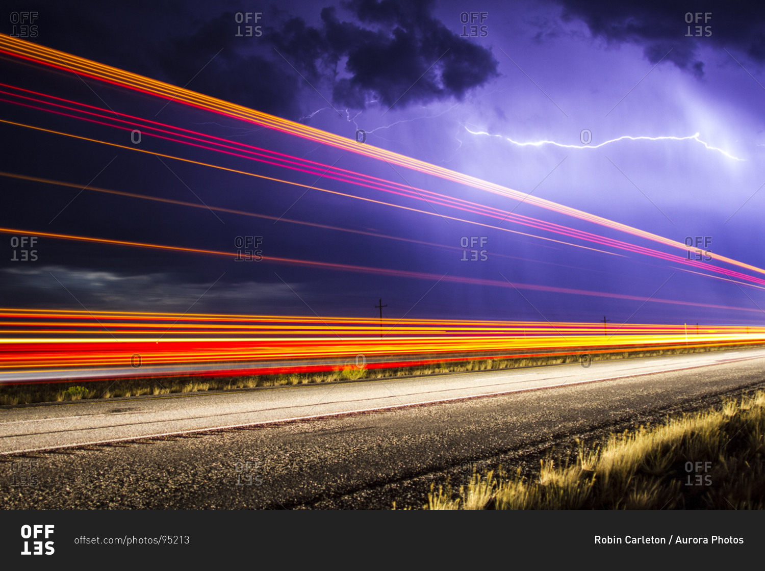 Lightning strikes while cars travel on interstate 15 near Dubois, Idaho.
