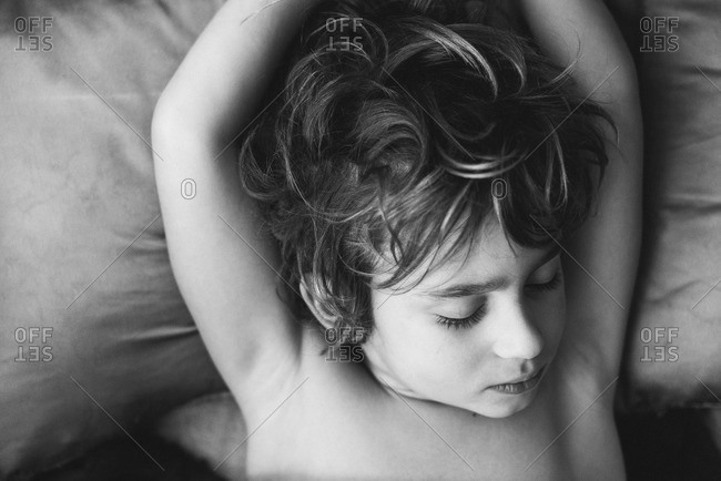Close up of boy sleeping