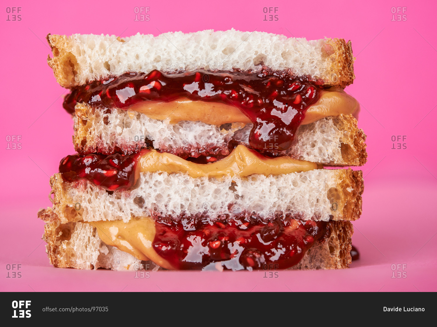 A Kraft peanut butter and jelly or jam sandwich is seen in studio, 2014.  (Adrien Veczan Stock Photo - Alamy