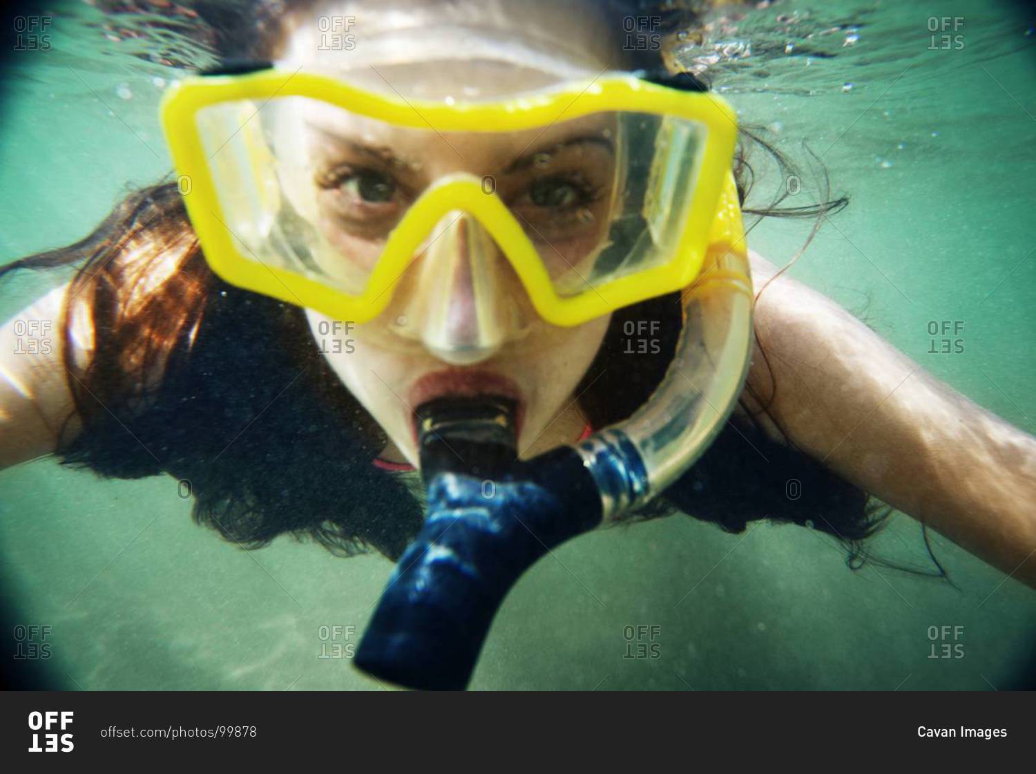 Close up of a woman snorkeling