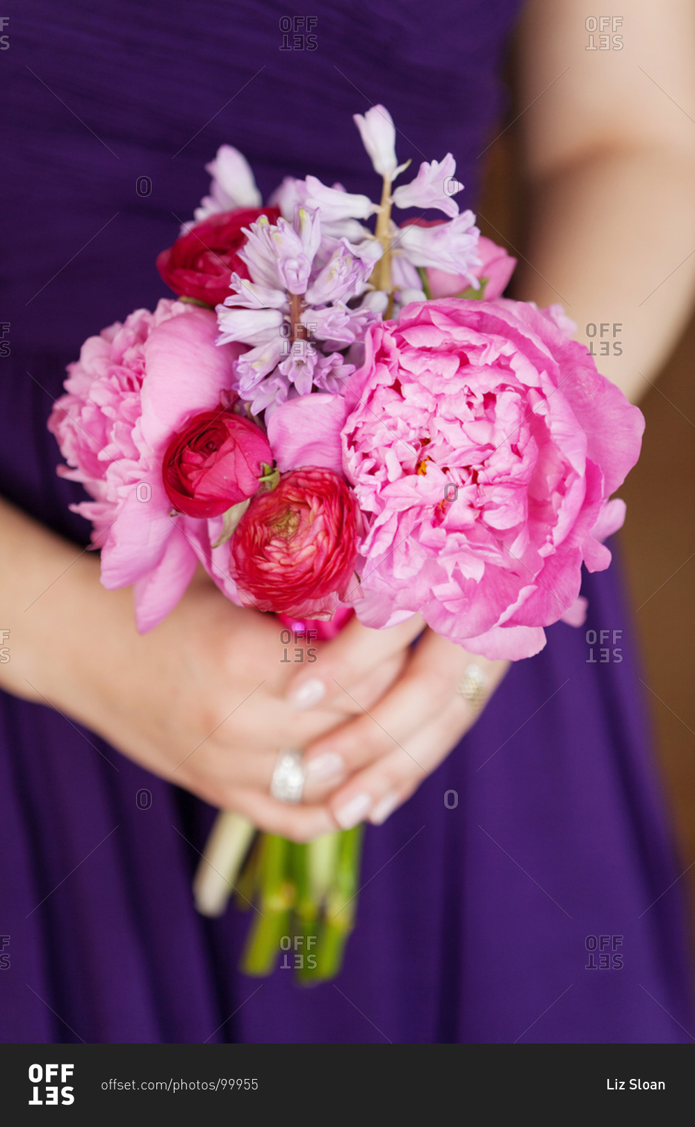 Close up of bridesmaid holding a bouquet