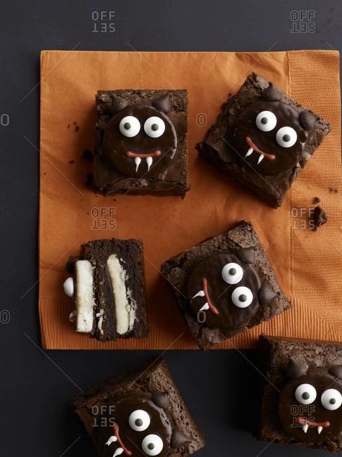 Brownies With Halloween Decoration Stock Photo Offset