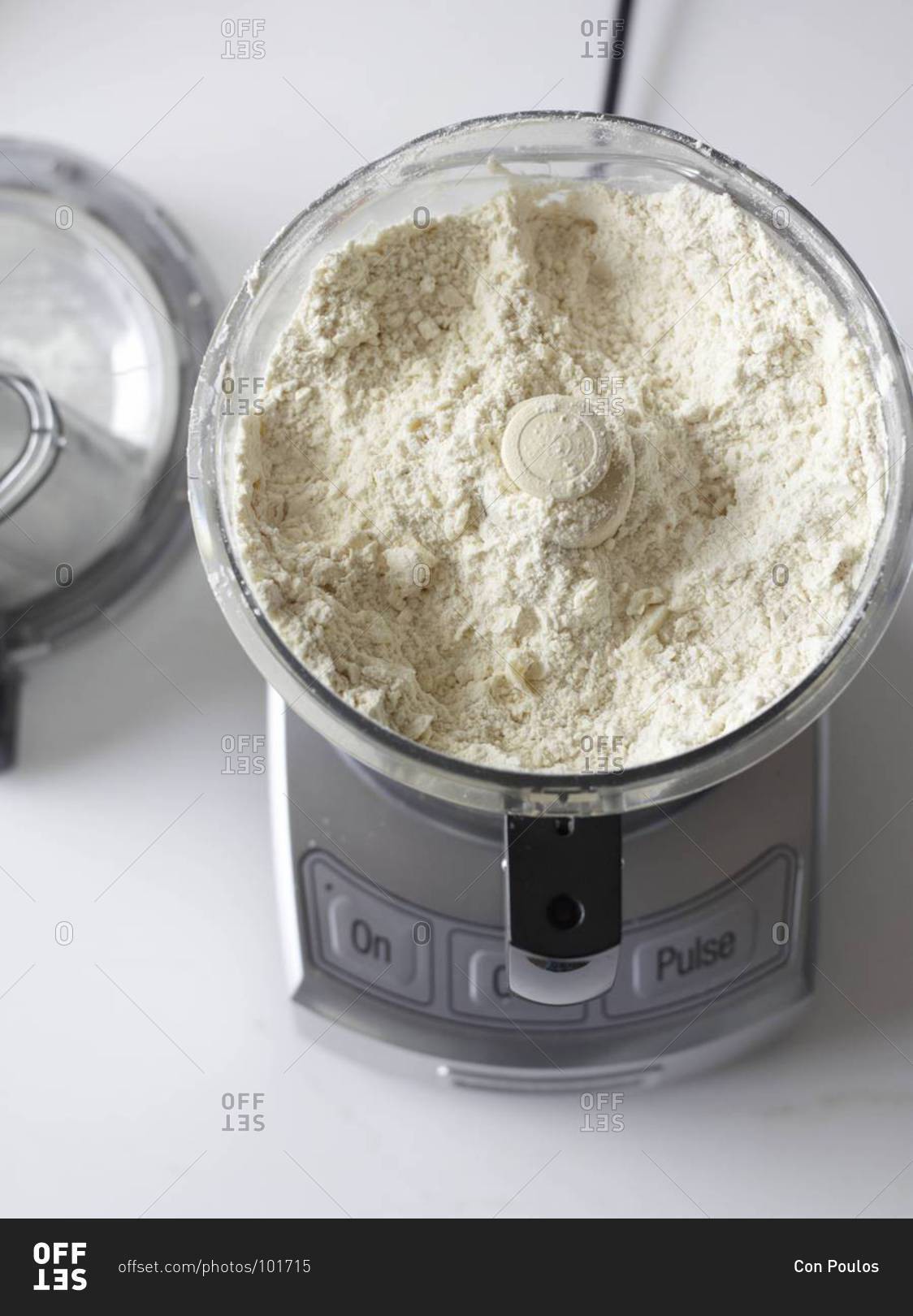 Butter and flour mixed together in a blender stock photo - OFFSET