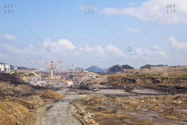 Construction at the Panama Canal Expansion on the Pacific side near the Miraflores Locks