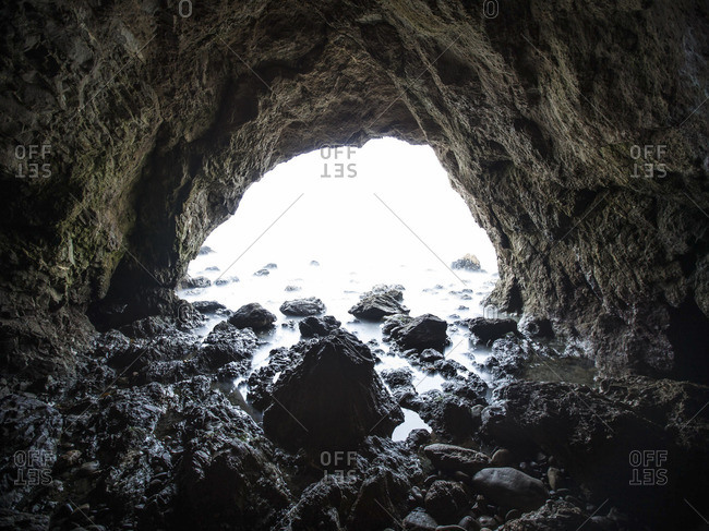 Wet rocks in a cave entrance
