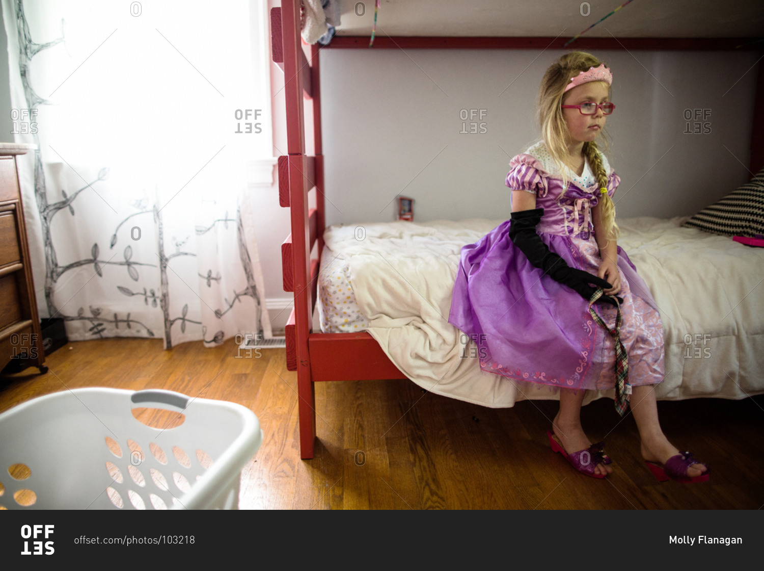 Sad princess on her bed