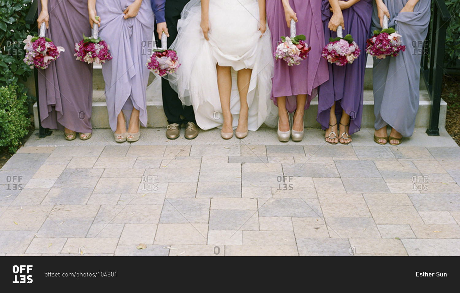 Feet and legs of wedding party