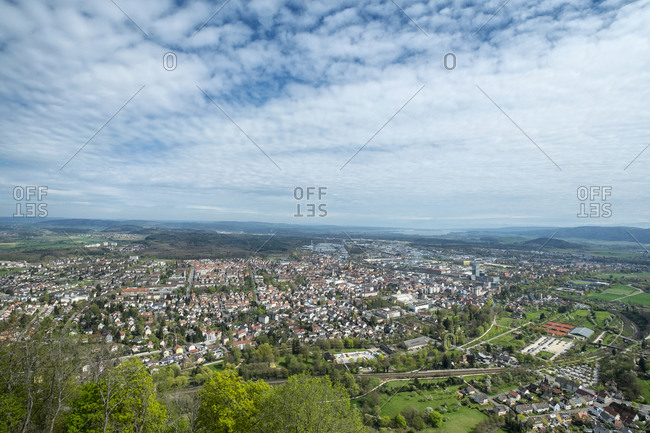 View from Hohentwiel to Singen, Constance district, Baden-Wuerttemberg, Germany