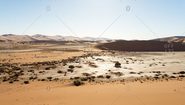 View to sand dunes and Dead Vlei, Sossusvlei, Namibia, Africa