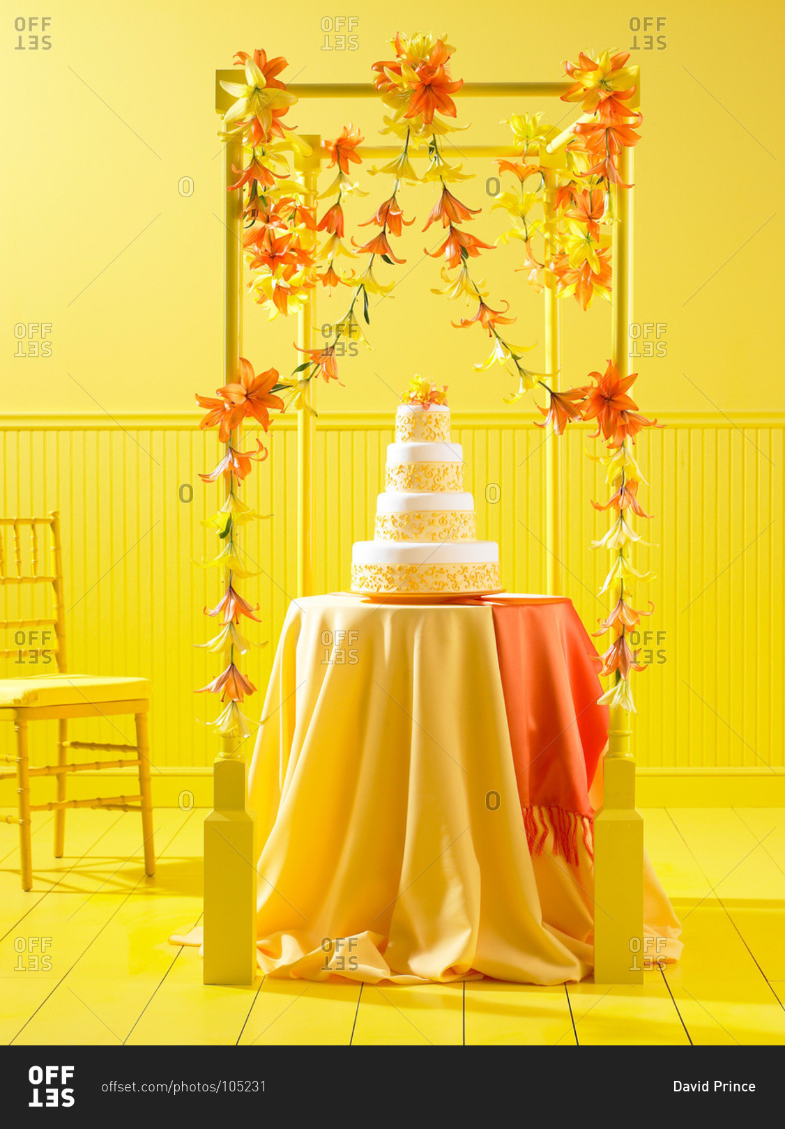 Decorations with a wedding cake