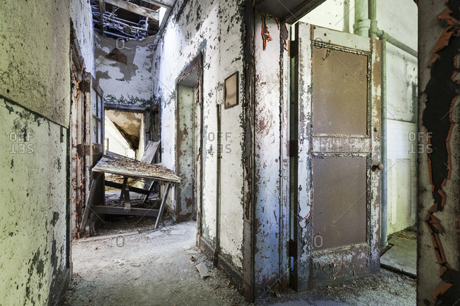 Blocked hallway of a haunted asylum
