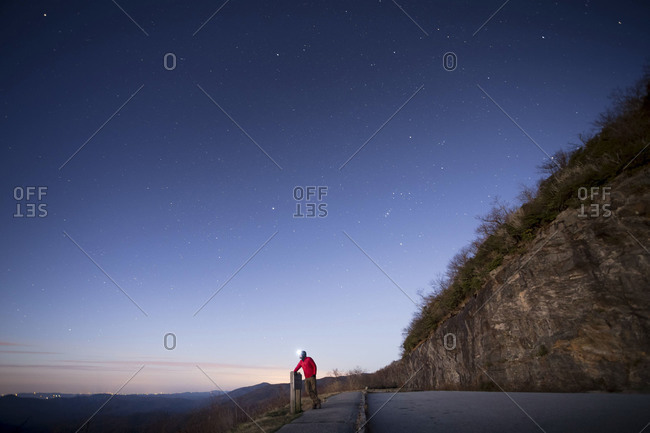 Man standing at Pounding Mill Overlook along the Blue Ridge Parkway in North Carolina