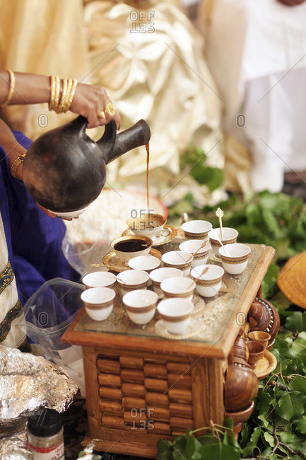  Coffee  ceremony on a traditional Eritrean  wedding Stock 