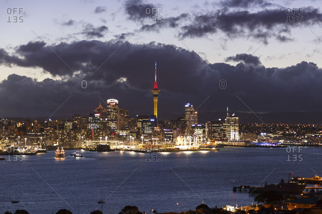 View to Auckland at evening twilight, New Zealand