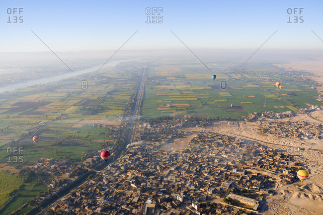 Hot air balloon over the west bank of Luxor