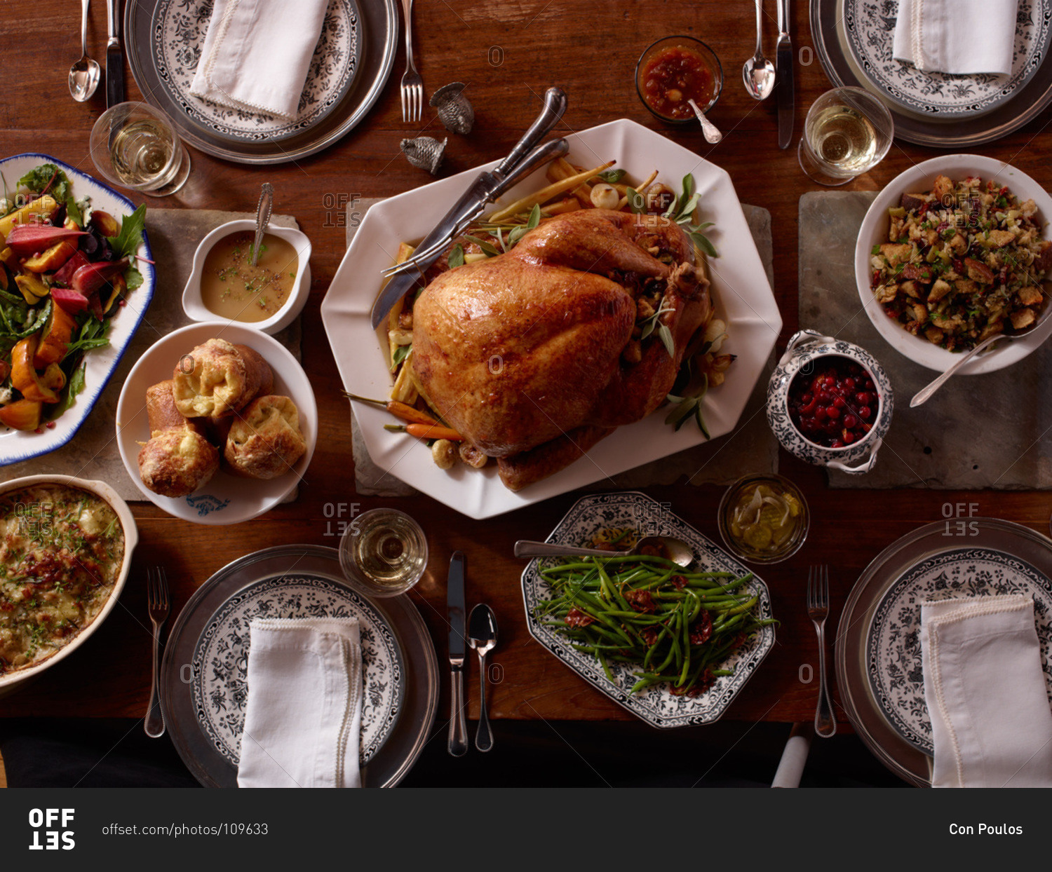 Top view of Thanksgiving table
