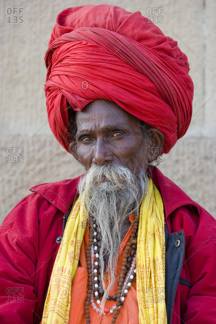 Gaya, Bihar, India - January 18, 2007: Portrait of holy man