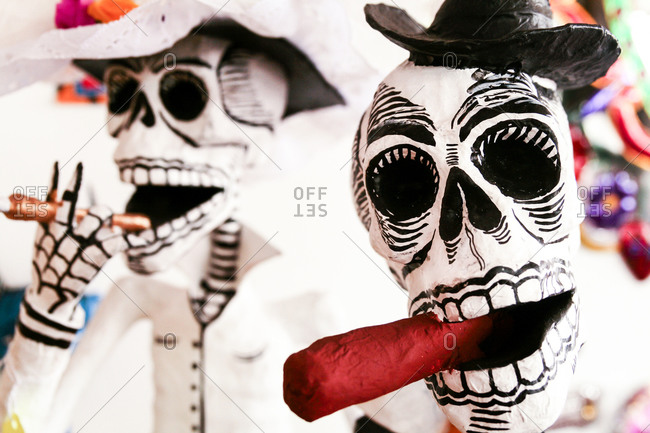 Close up of Day of the Dead figures in Santa Fe, New Mexico, United States