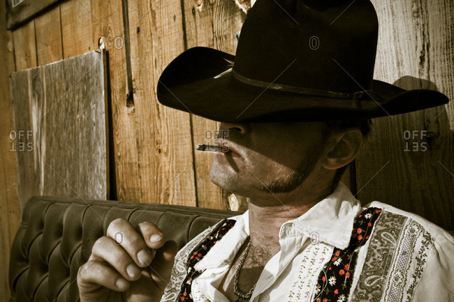 Cowboy Smoking Cigarette Stock Photos Offset