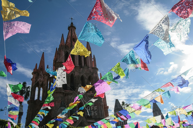 Cathedral decorated for Day of the Dead in San Miguel de Allende, Mexico