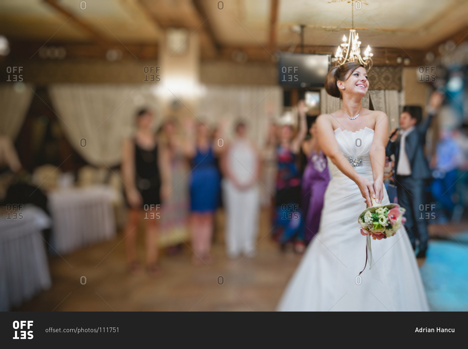 Bride throwing the bridal bouquet