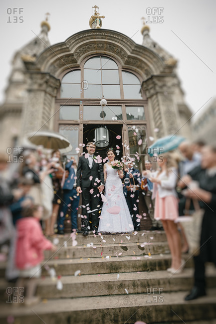 Newlyweds leaving the church