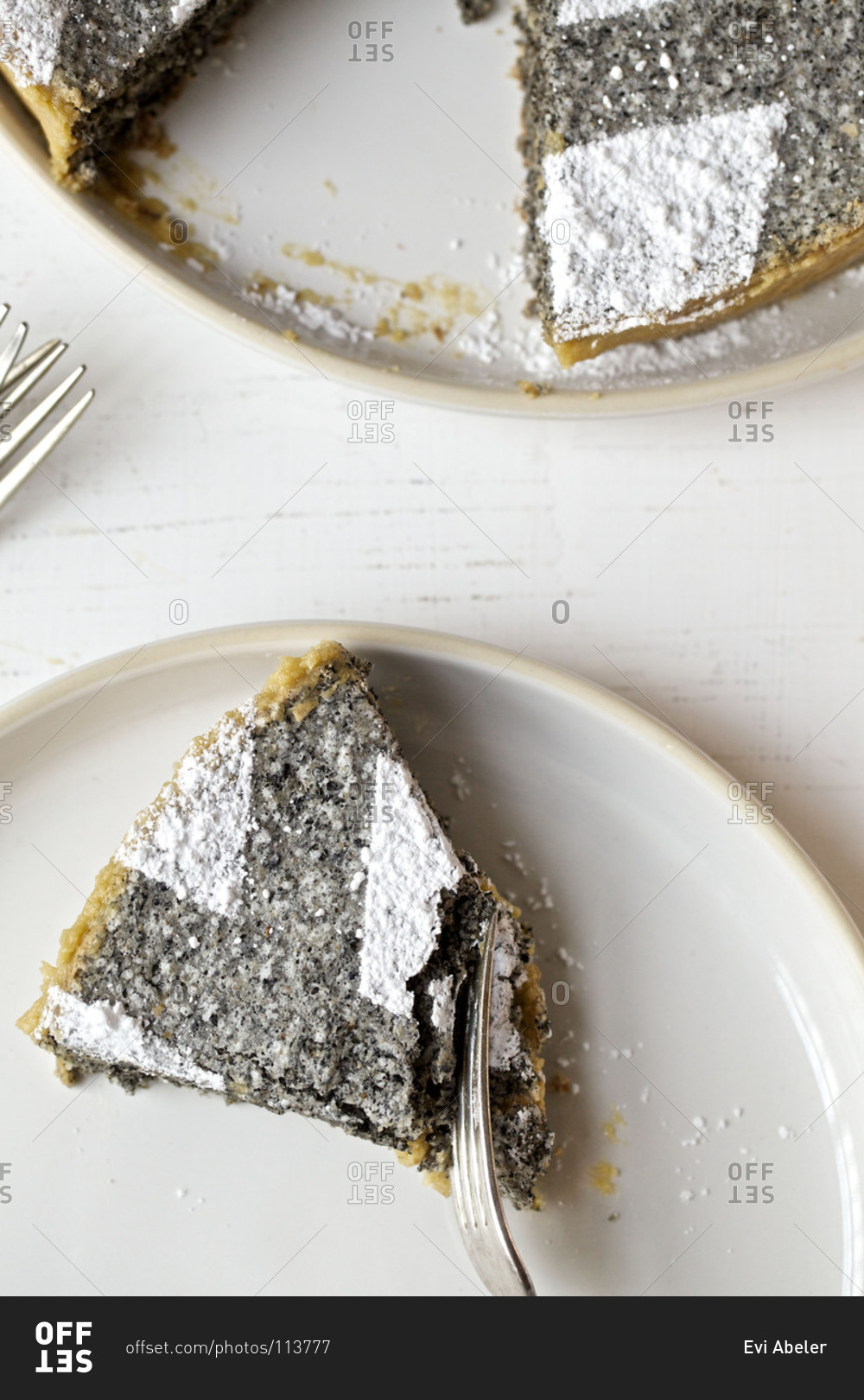 Slice of a sesame seed praline cake stock photo OFFSET