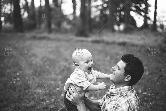 Father spending time with his son in a park