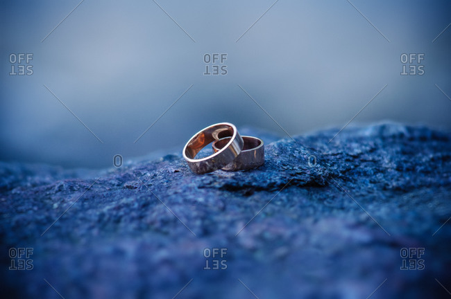 Two Wedding Rings On White Background With Ston Lace Stock Photo - Download  Image Now - iStock