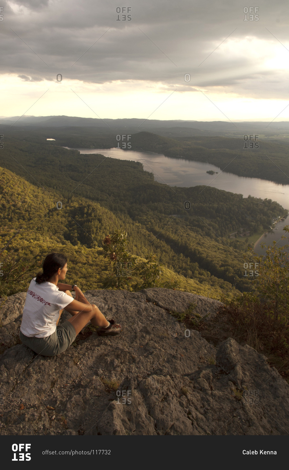 Woman sitting on Rattlesnake Cliffs in the Moosalamoo National Recreation Area, Vermont