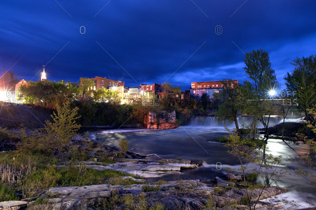 Otter Creek Falls at twilight in Middlebury, Vermont