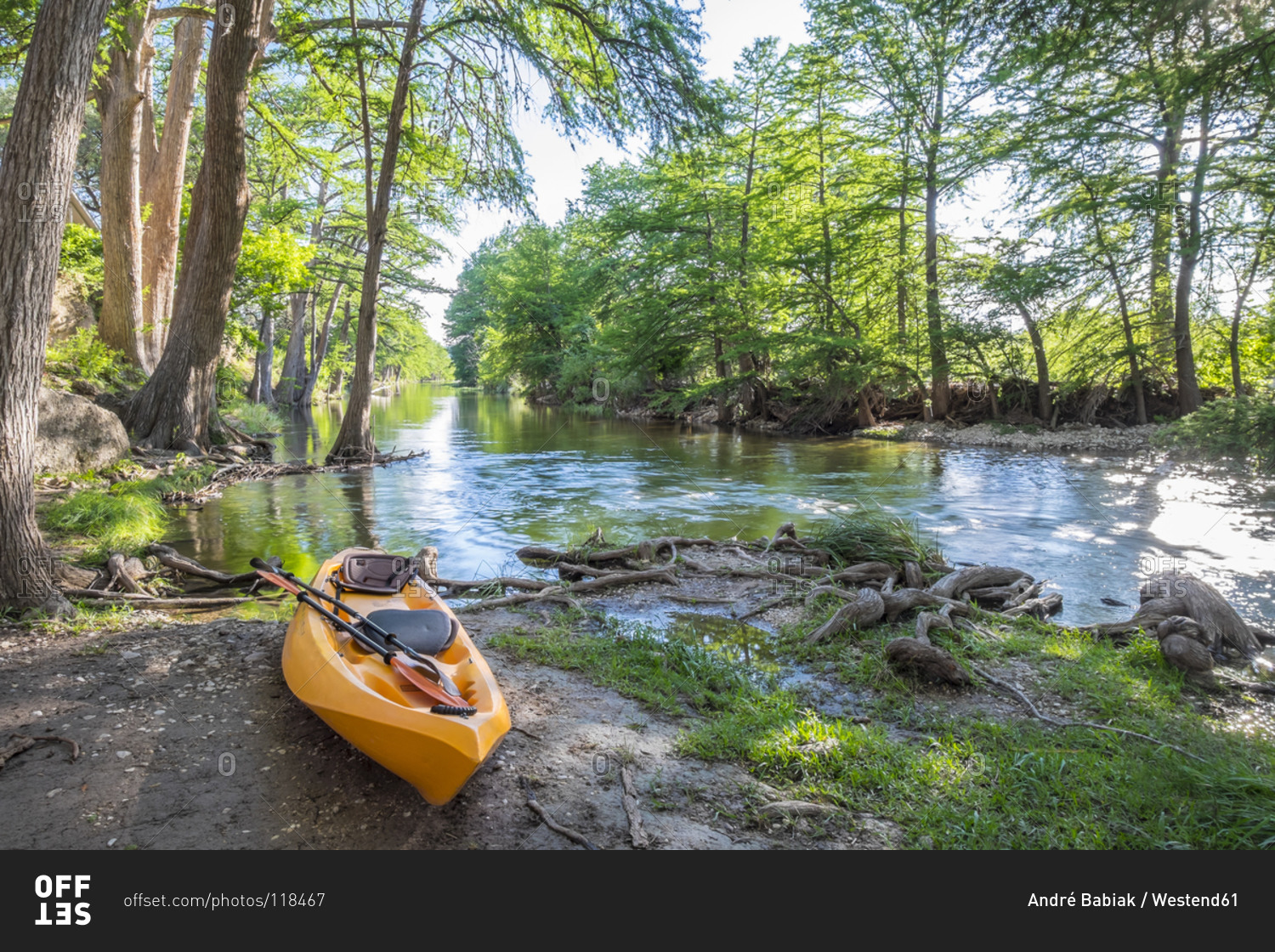Kayak on the shore of Frio River