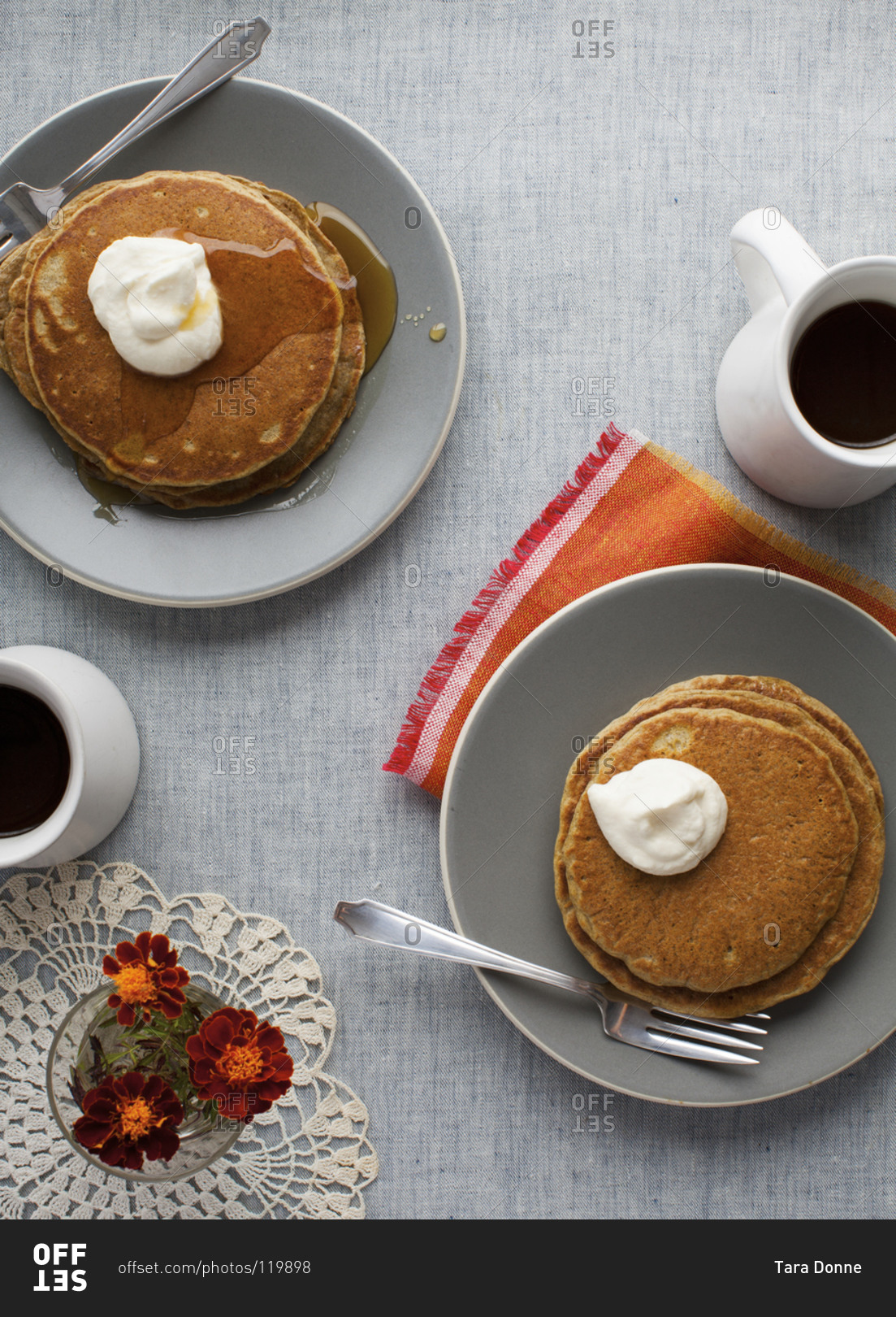 Pumpkin pancakes served with coffee