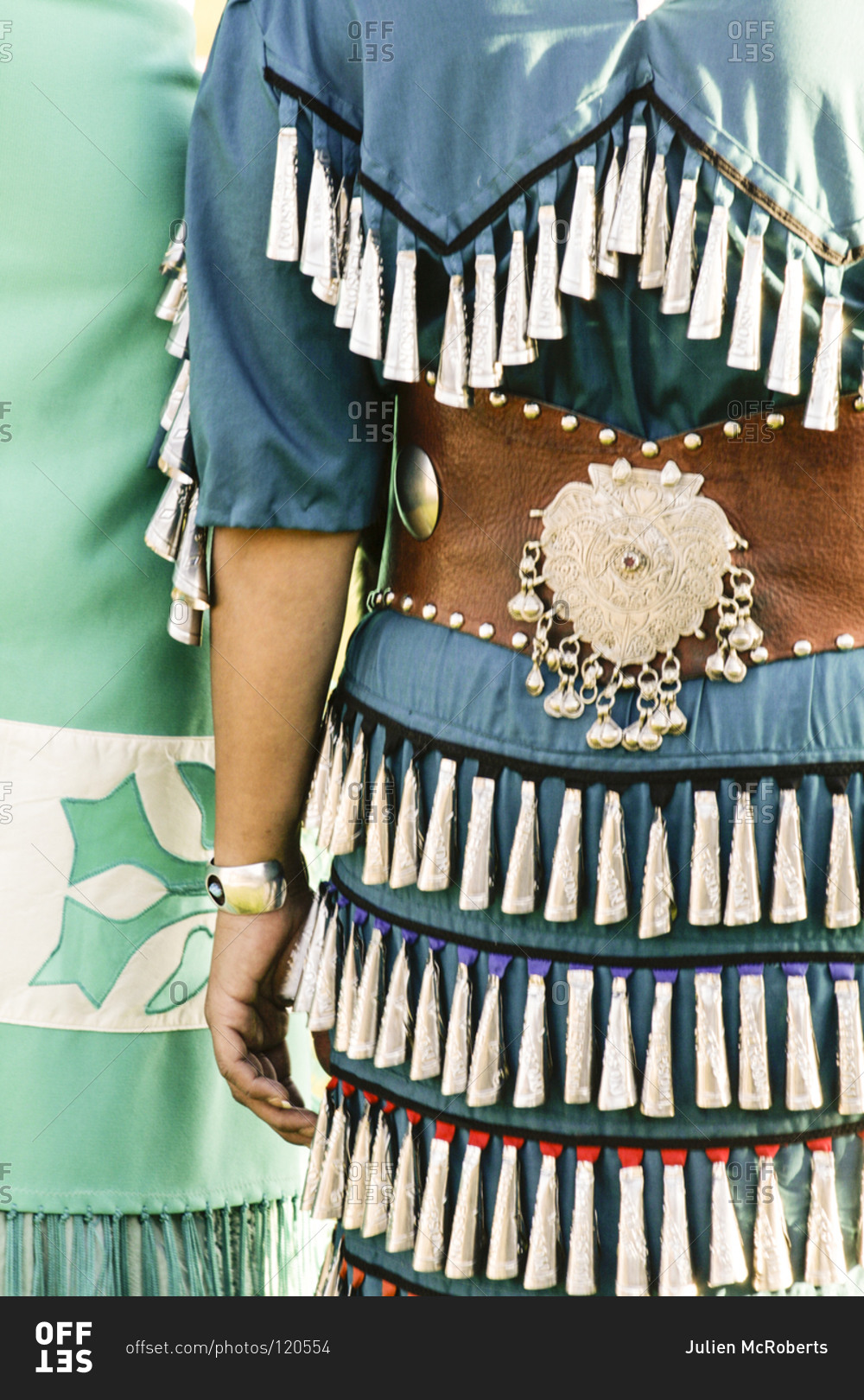 Woman in Native American dress in Santa Fe, New Mexico, USA