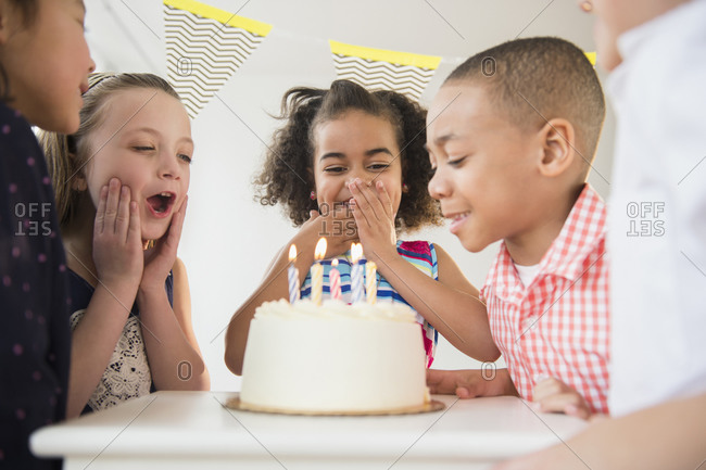 Children celebrating birthday together