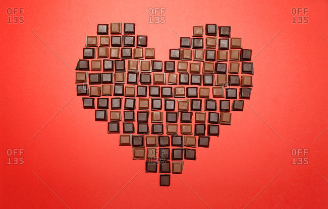 Heart made out of chocolate bonbons