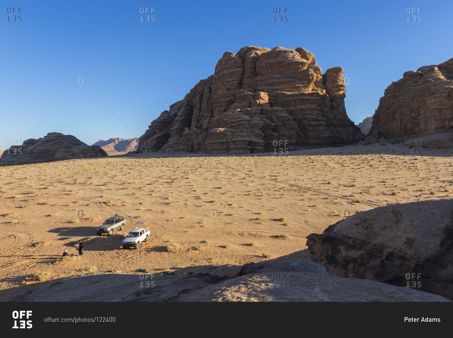 Travel in Wadi Rum desert by car, Wadi Rum, Jordan