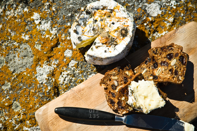 Pierce Point cheese, rolled in local herbs and petals