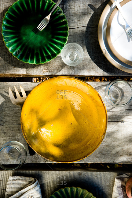 Close up of laid table, outdoor