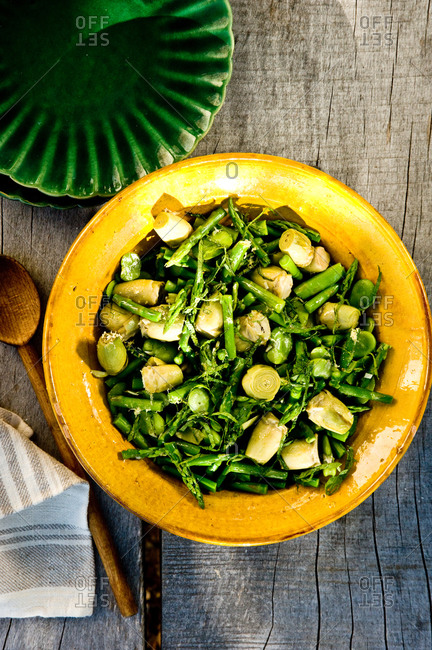 Sauteed vegetables served on a table
